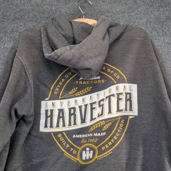 Case IH Men's International Harvester Hoodie Gray Medium Long Sleeve Pullover - Picture 5 of 16